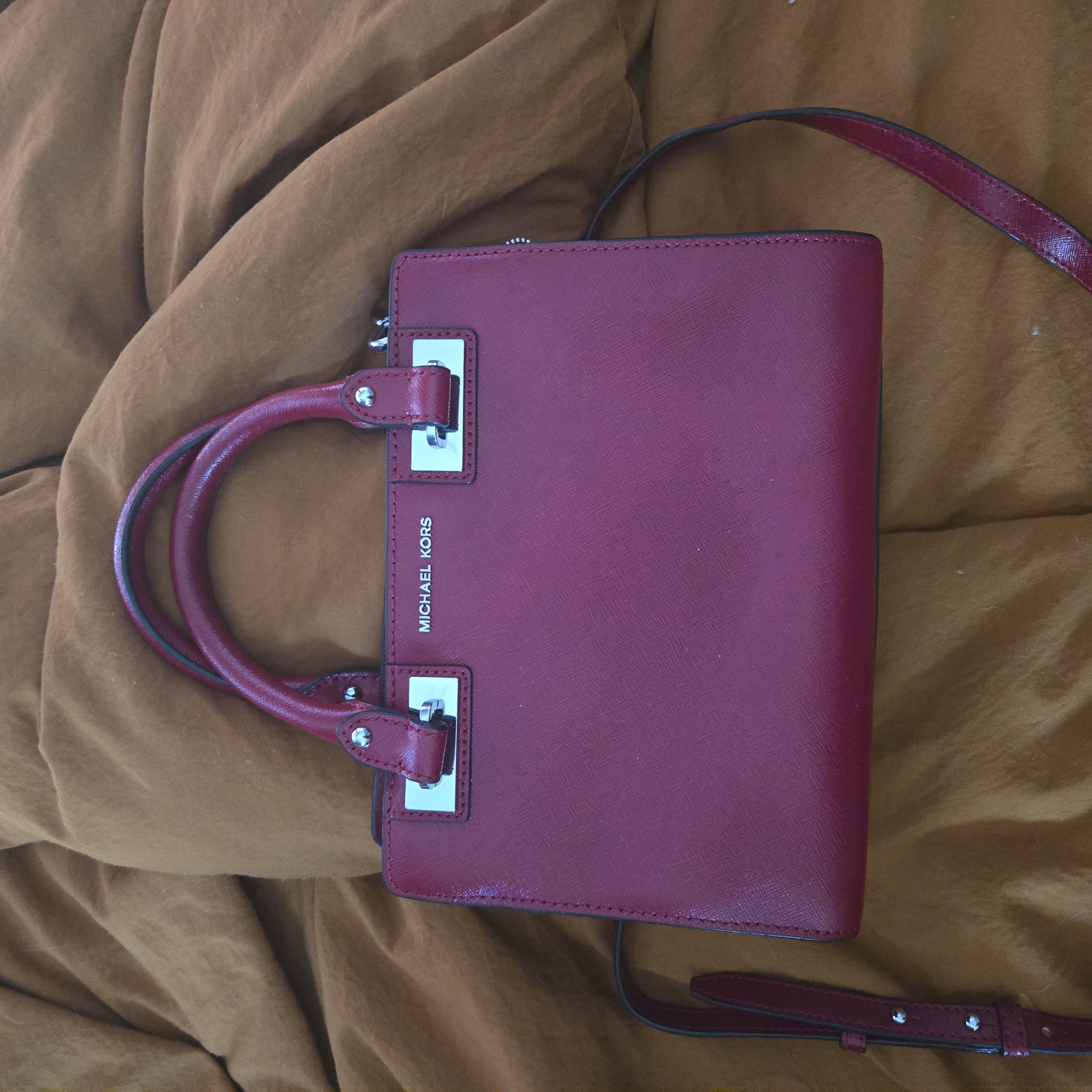 Michael Kors Red Satchel With Structured Design